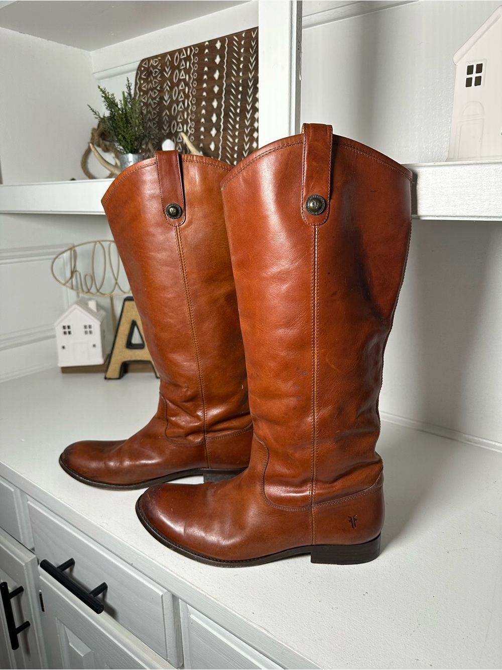 Frye Campus Riding Boots Womens 11B Cognac Leather Tall Boots Equestrian